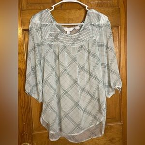 Sheer green and white blouse